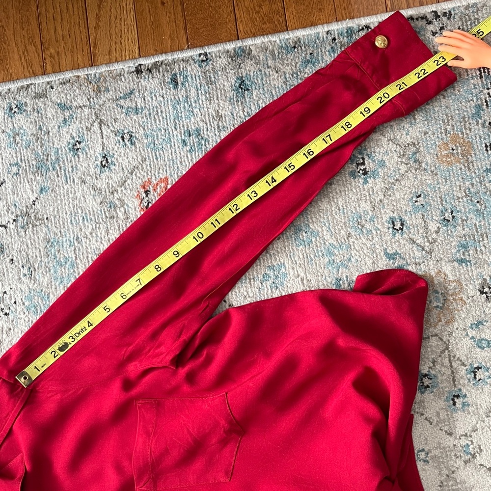 Karen Kane Red Button-Up Tie Front Blouse - Picture 9 of 14